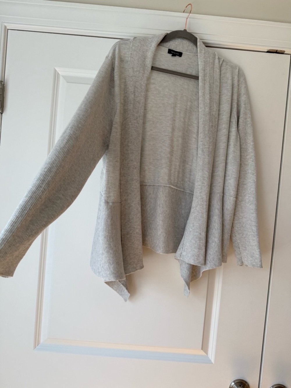 Cardigan Sweater, Lightweight Gray Draped Open Front Women's, Size 1X